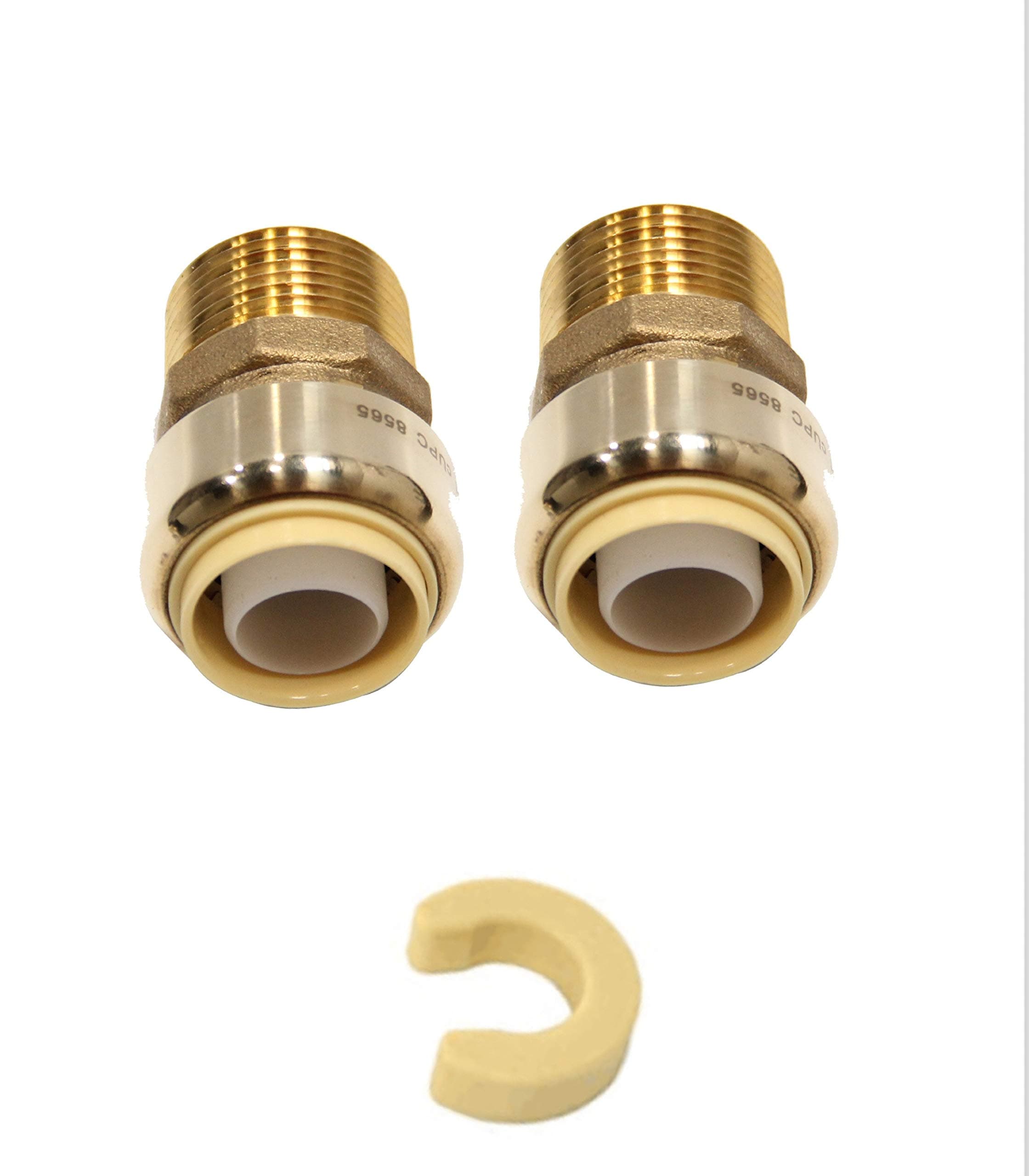 (Pack of 2)EFIELD 1/2 Inch x 1/2 Male Adapter Push to Connect Pex Copper, CPVC With A Disconnect Clip, Lead Free Brass