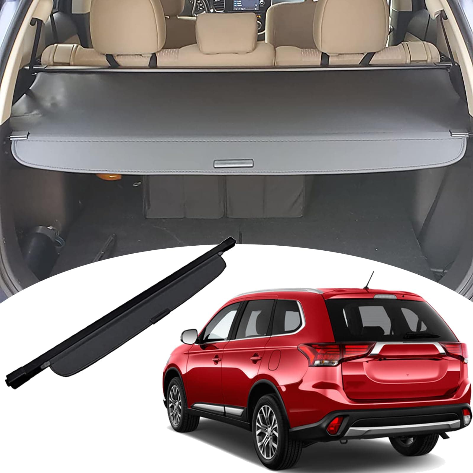 Cargo Cover for 2014 2015 2016 2017 2018 2019 2020 Mitsubishi Outlander Trunk Retractable Cargo Luggage Security Shade Cover Shield Black(with Manual Rear Door)
