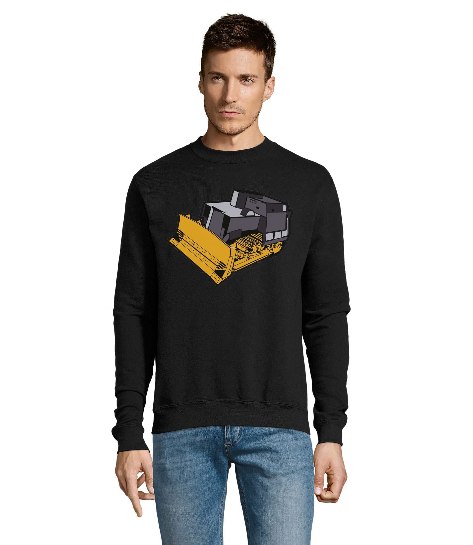 Killdozer Minimalist Crew Neck Cotton Blend Pullover Sweater Sweatshirt Black