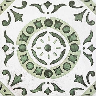 Retro Self Adhesive 12-Inch Vinyl Floor Tiles, 20 Tiles - 12" x 12", Green Medallion Pattern - Peel & Stick, DIY Flooring for Kitchen, Dining Room, Bedrooms & Bathrooms by Achim Home Decor