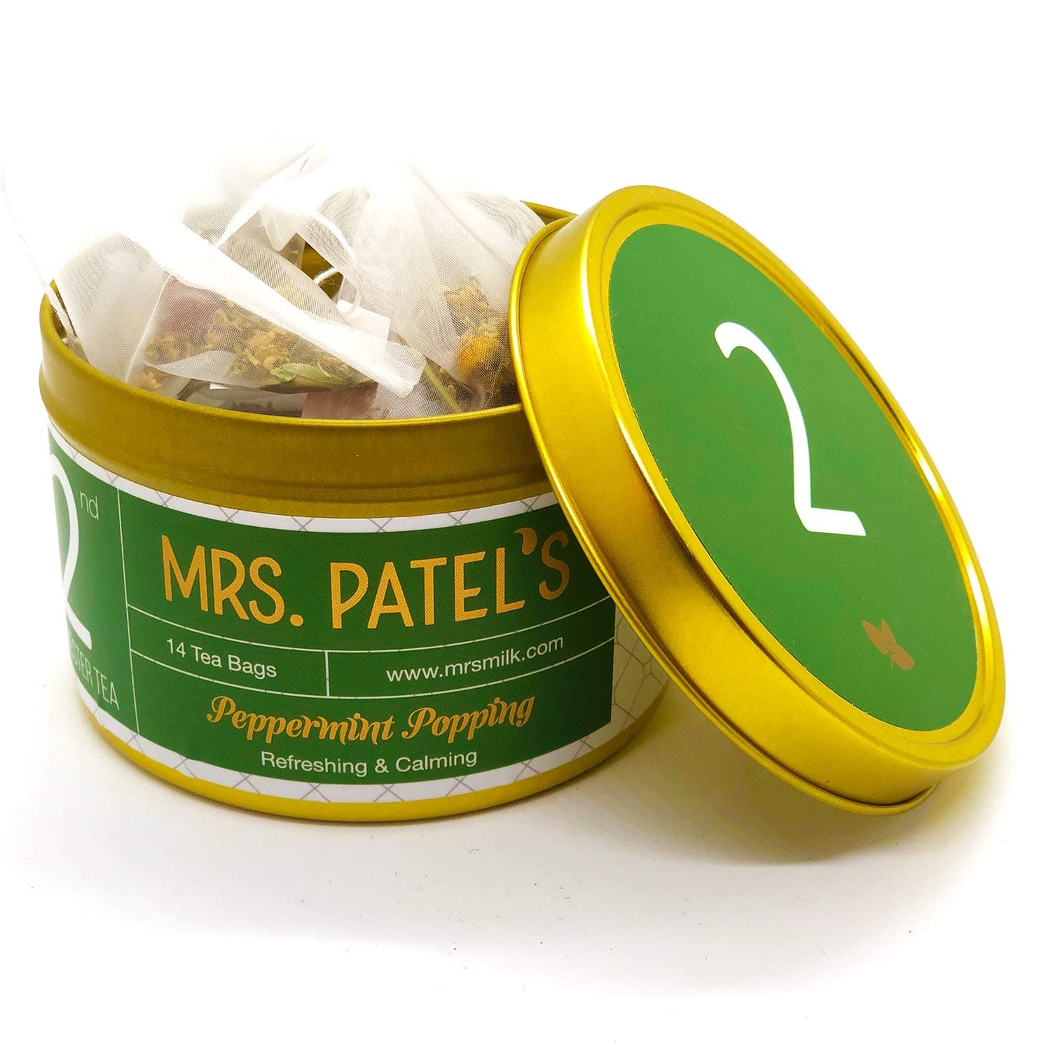 Mrs. Patel's Pregnancy Tea, 2nd Trimester, Chamomile and Peppermint, Refresh and Relax, Ease Heartburn, For Pregnant Moms to Be, Pyramid Tea Bags, Caffeine Free, GF, Dairy Free, Soy Free (14 Sachets)