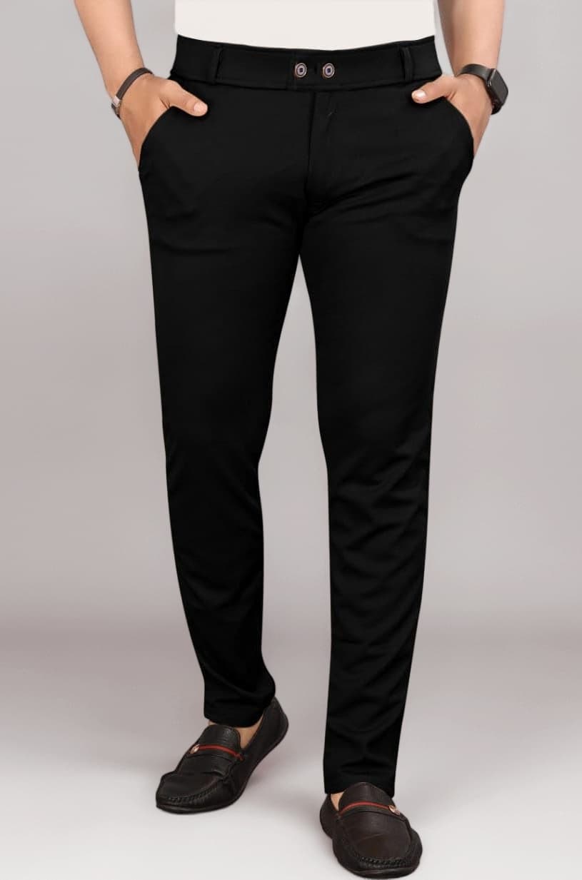 HARSHAD KUMAR & CO. Men's Solid Slim Fit Stretchable Casual Wear Comfortable Formal Trousers Pants