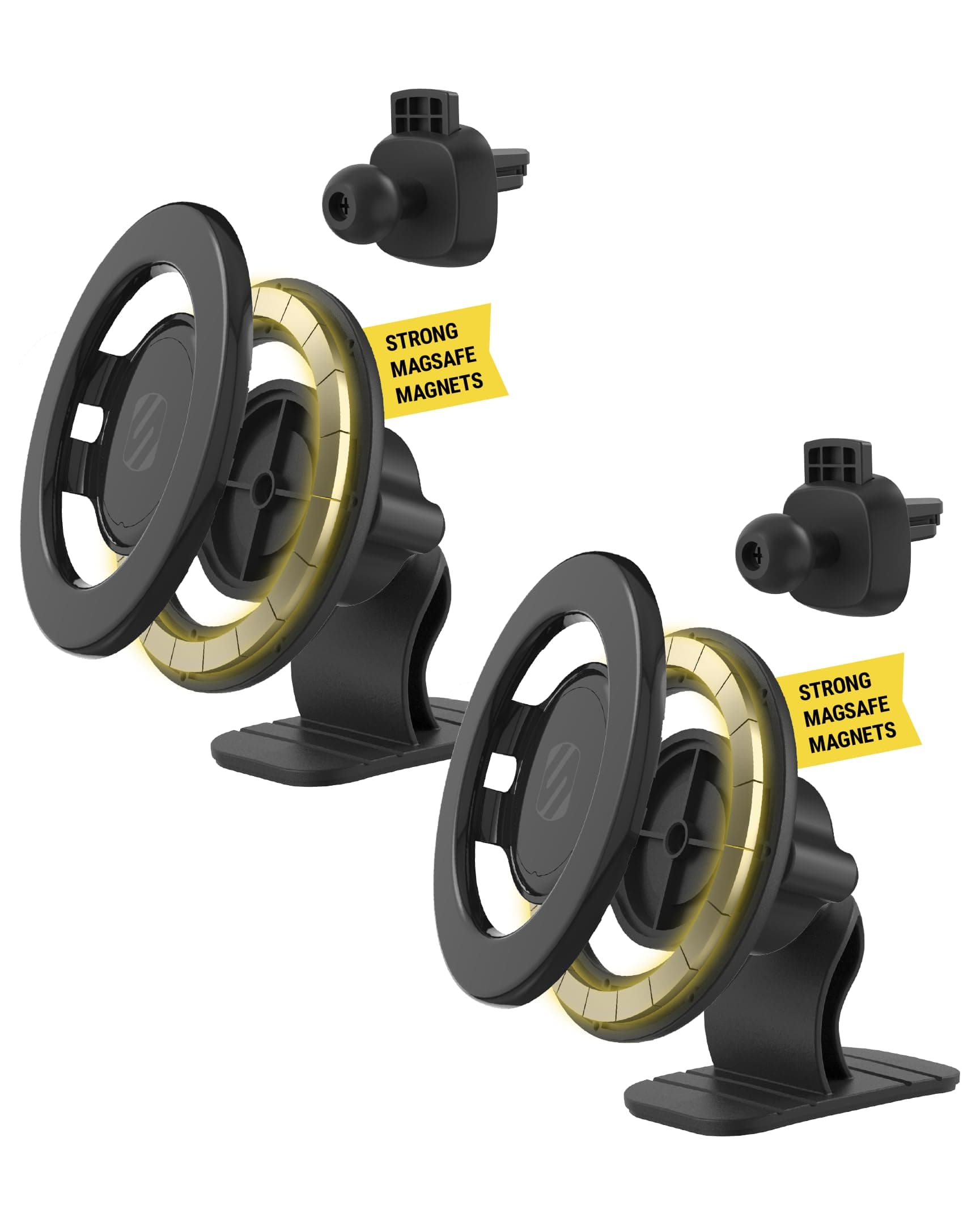 MagicMount SMSDV MagSafe Dashboard/Vent Car Mount, Magnetic Cell Phone Holder, Phone Stand for Dash/Vent Compatible with iPhone 16/15/14/13/12/Pro/Max/Plus/Mini/MagSafe Case, Pack of 2