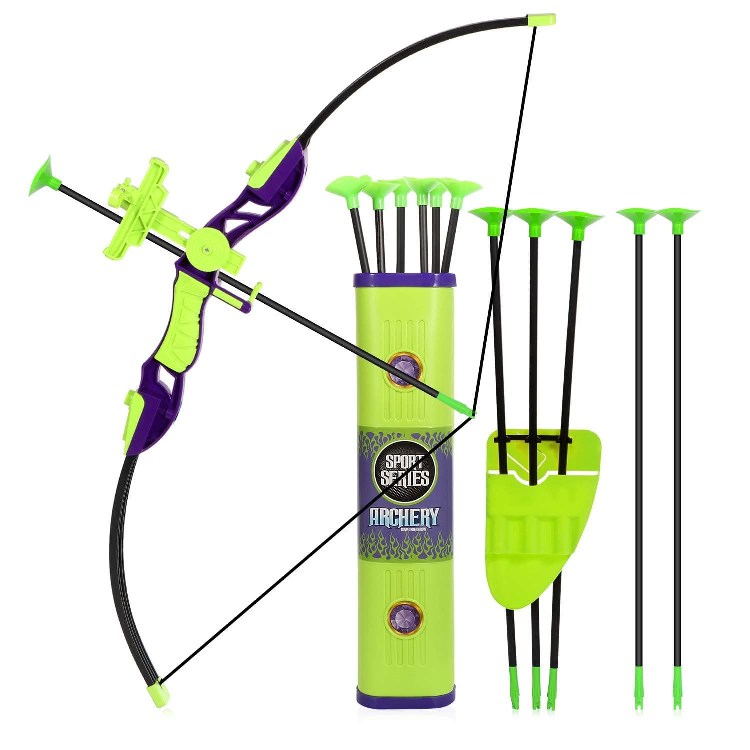 Sport Series Archery Shooting Set, Bow & Arrow Toy, Basic Archery Set Outdoor Hunting Game, Bow and Arrow for Kids Boys Girls, Include Shoulder-strapped Quiver and 12 Suction Cup Arrows
