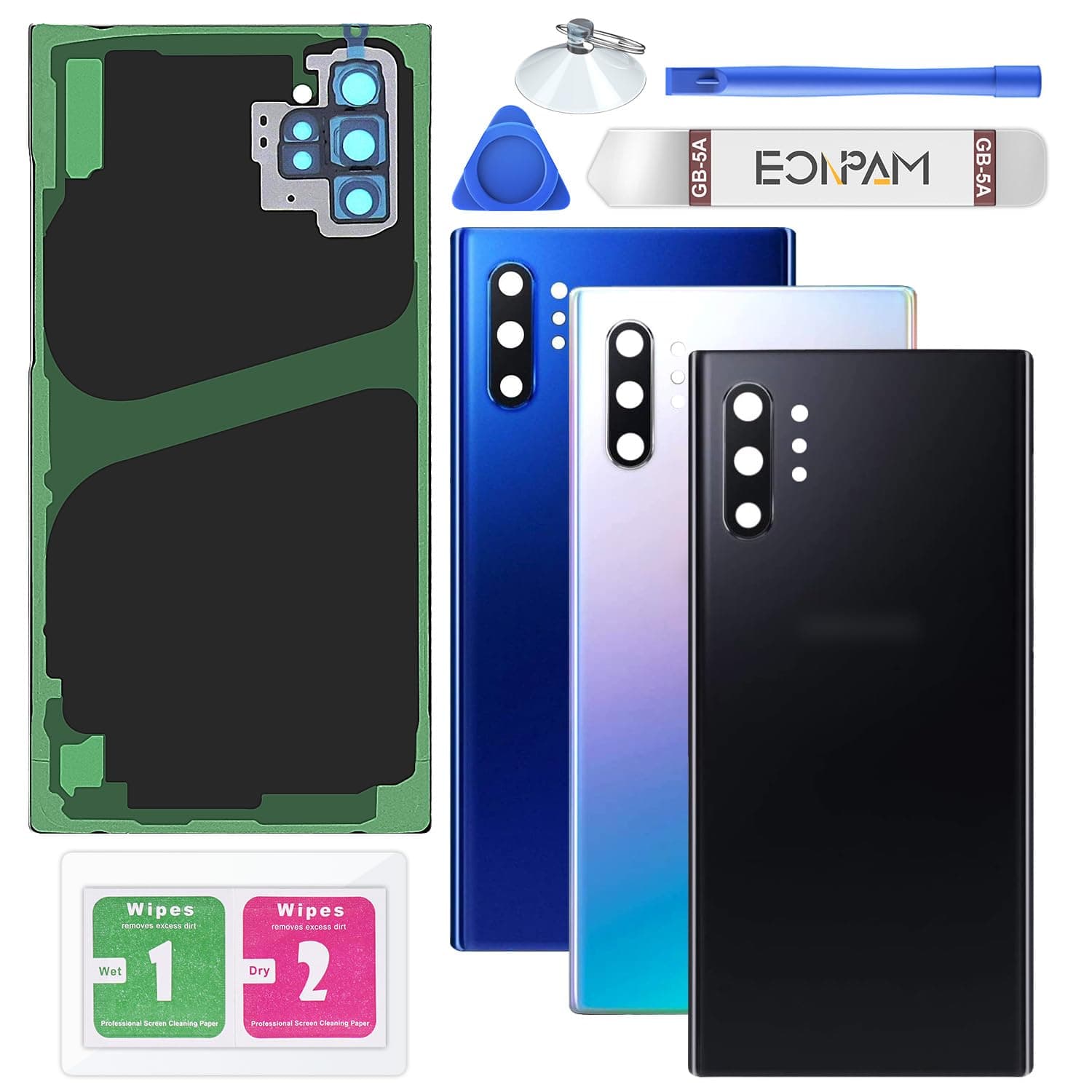 Battery Cover for Samsung Galaxy Note 10+ Plus N975 Back Glass Original Back Cover Back Glass Replacement Repair Kit with Camera Lens (Black)