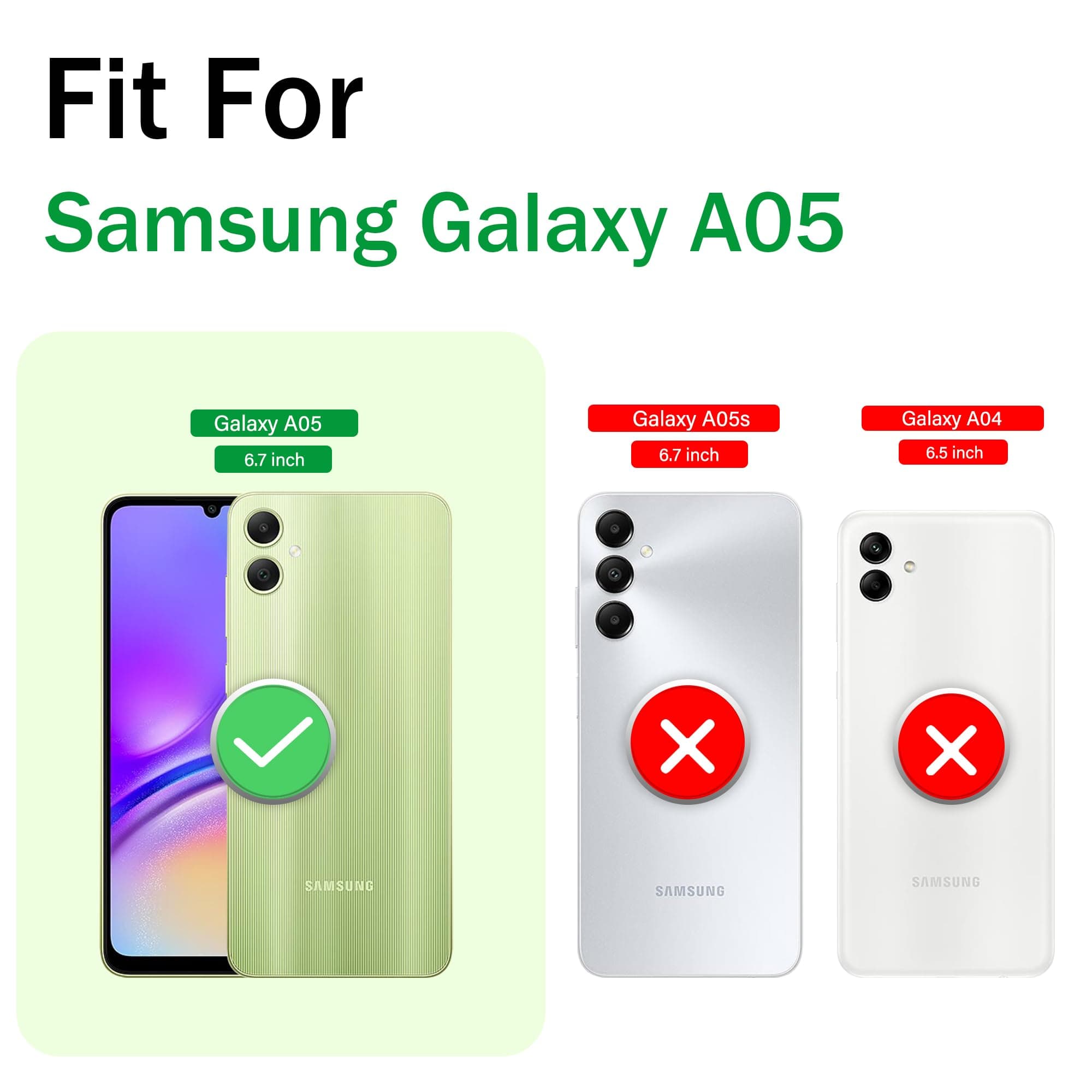 Compatible with Samsung Galaxy A05 Case,Galaxy A05 Case with Screen Protector[2 Pcs] with Slide Camera Cover, 360°Rotation Ring Kickstand [Military Grade] for A05 Case,Silver