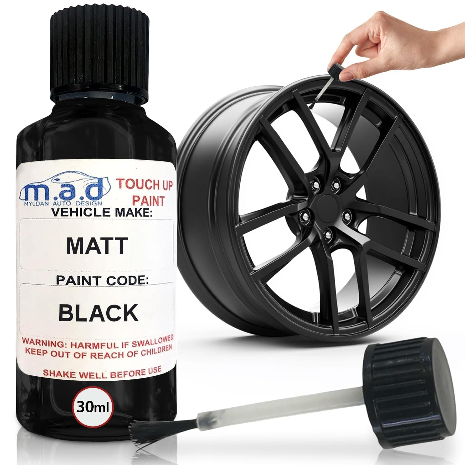 M.A.D MATTE BLACK TOUCH UP KIT FOR ALLOY WHEEL AND BODYWORK REPAIR KIT MATTE PAINT