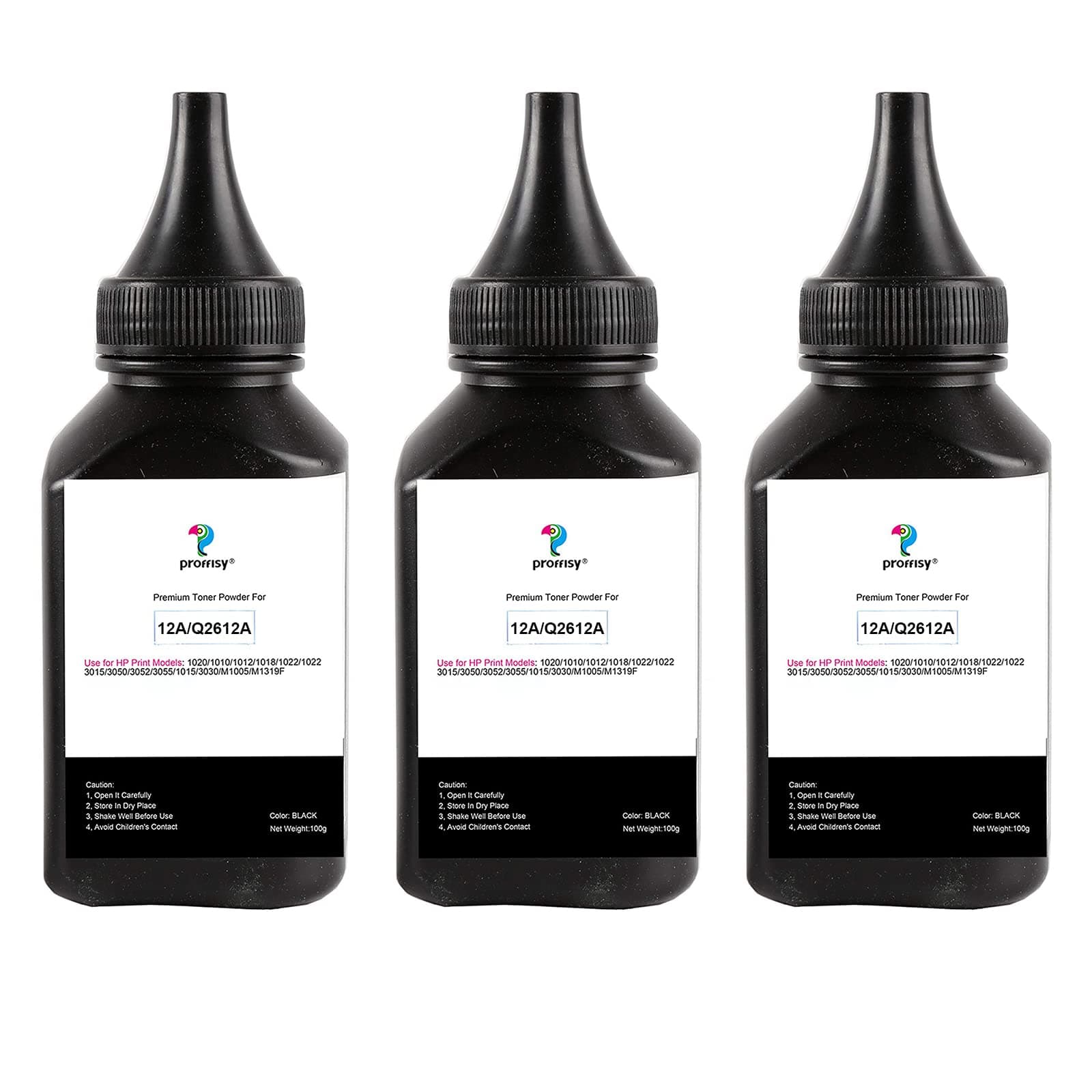 proffisy 3 Pack 12A Toner Powder Refill Compatible with HP 12A Q2612A Cartridge 100g Per Bottle