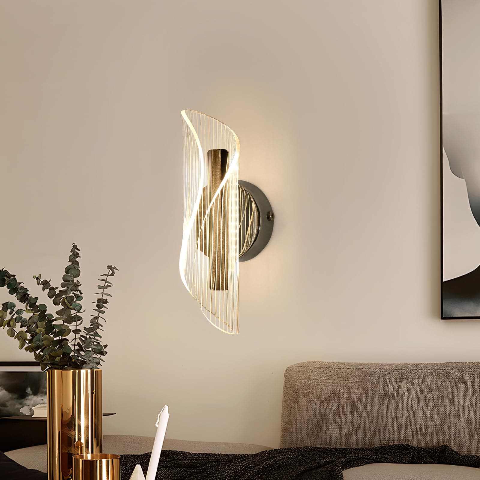 Comely Indoor Wall Light, 12 W Modern Creative Curved Design Wall Light, 3 Colour Temperatures, RA≥85 Indoor Wall Lighting for Bedroom, Living Room, Kitchen, Hallway, Stairs