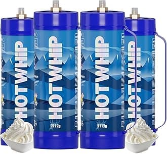 Whipped Cream Charger 3.3L/2112g Food Grade Premium Cream Charger 99.99% Purity Nitrous Oxide Tank With Nozzle(4 Cylinders)