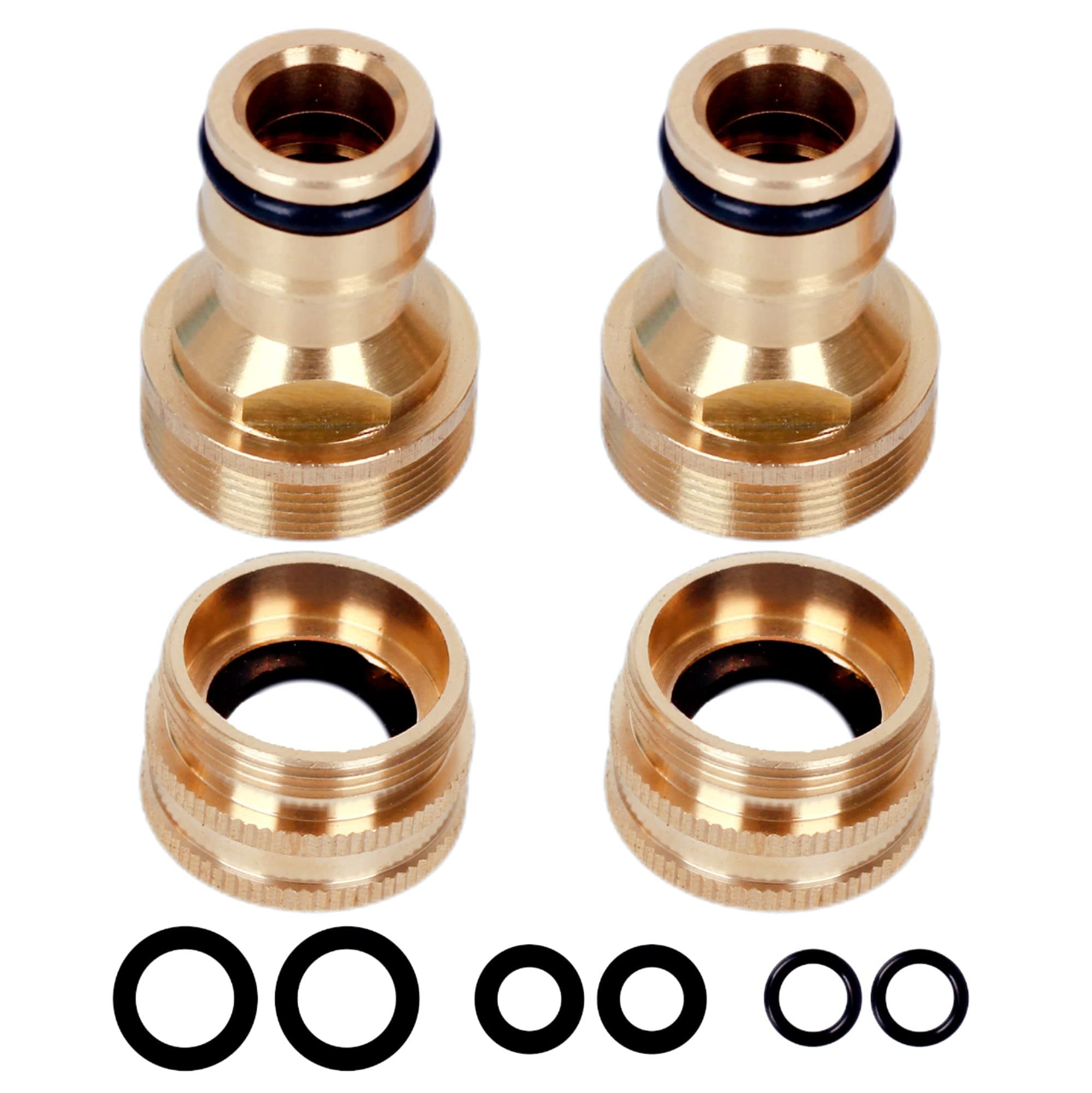 2Set Brass Universal Kitchen Tap Connector Converters 22mm Threaded Outside/Indoor Tap,Kitchen Sink Tap Adapter,Hot Water Tap Connector for Hosepipe,Kitchen Mixer Tap Hose Connector for Outdoor Garden
