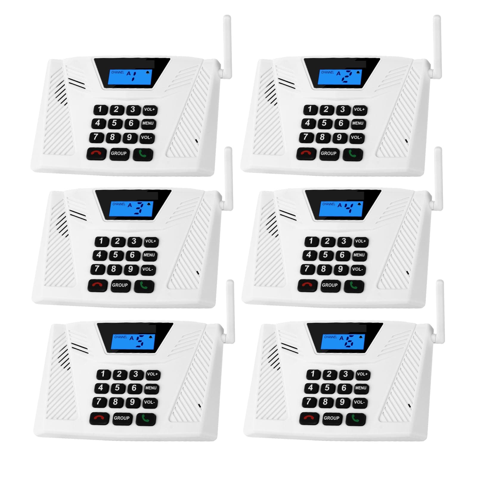 Intercoms Wireless For Home Hands Free, 2024 Upgraded Intercom 5300Ft With Automatic Answer, 9 Channel Full Duplex System Fit Hospital Business House(6 Packs White) ﻿