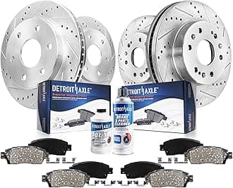 Front & Rear Drilled Slotted Rotors Ceramic Brake Pads Replacement for Silverado Sierra 1500 Tahoe Yukon Escalade - 10pc Set
