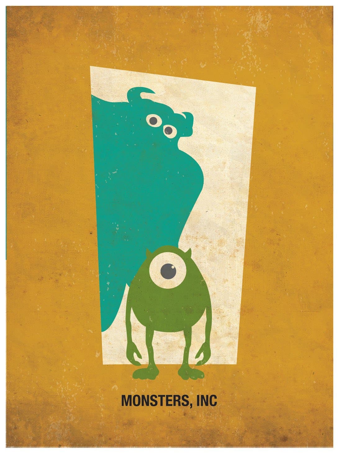 Monsters, Inc Retro Minimalist Poster Print
