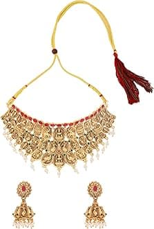 Yellow Chimes Jewellery Set for Women and Girls | Gold Plated Temple Jewellery Set Traditional | Accessories Jewellery for Women | Birthday Gift for girls and women Anniversary Gift for Wife
