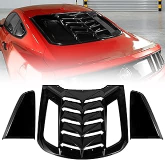 Rear & Side Window Louvers Windshield Sunshade Wind Shutter Window Cover Set Fits for Ford Mustang 2015 2016 2017 2018 2019 2020 2021 ABS Bright Black