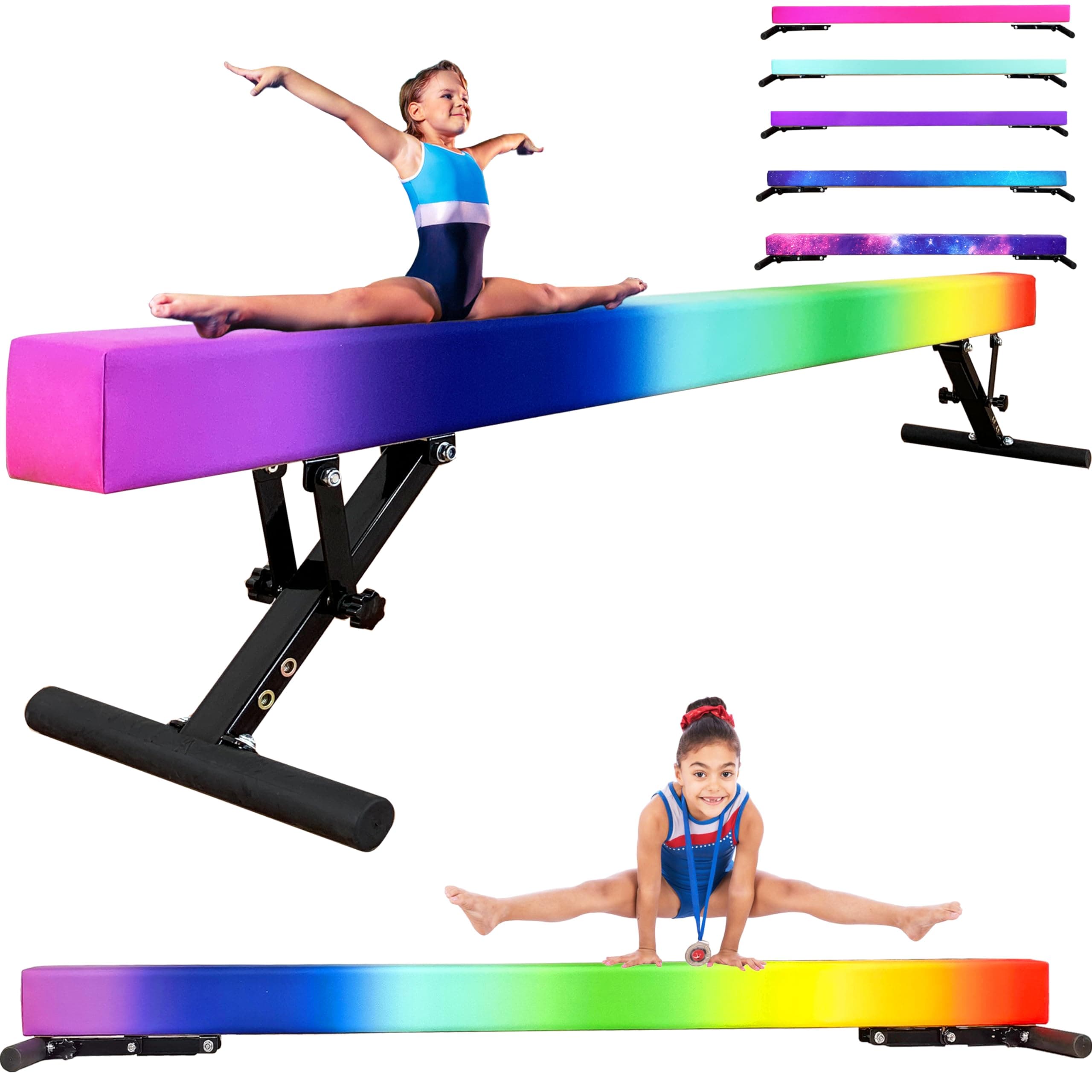 Updated Gymnastics Beam, Adjustable Beam, Durable & Sturdy 8' Adjustable Balance Beam-Club Level Training Beam, Heights: 9"-17"&9"-29"