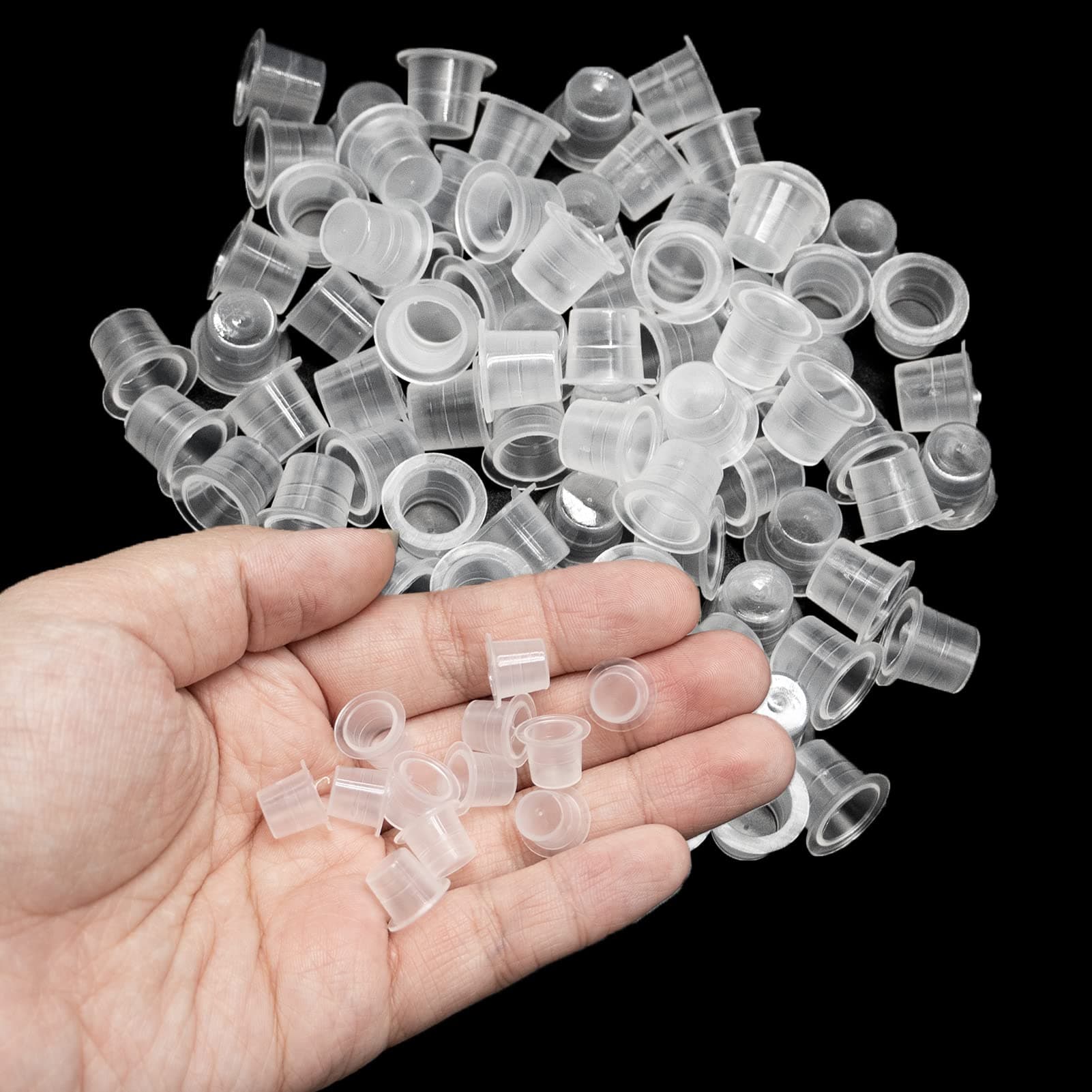 Ink Caps Cups, 100 Pieces Disposable Ink Cap, Plastic Ink Containers for Medium Ink Pigment Cups 9mm