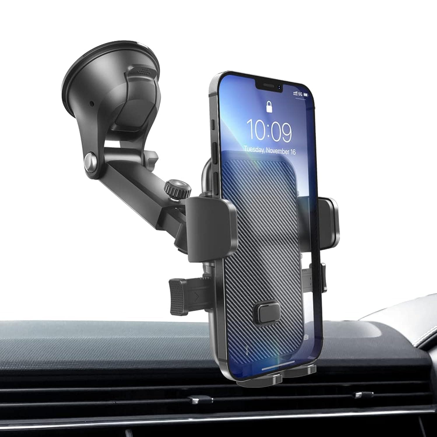 VAYMAY Car Phone Holder Dashboard Adjustable Car Mobile Stand Windshield Car Cradle Suction Compatible For iPhone 13 Pro,13 Pro Max,13 mini | Car Phone Holder | Phone Holder Car - Black