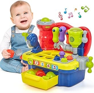 hahaland Toddler Toys for Boys Girls Gifts for Ages 18 Months+ Multifunctional Music Light Workbench for Baby Boy Toy for 2-Year-Old