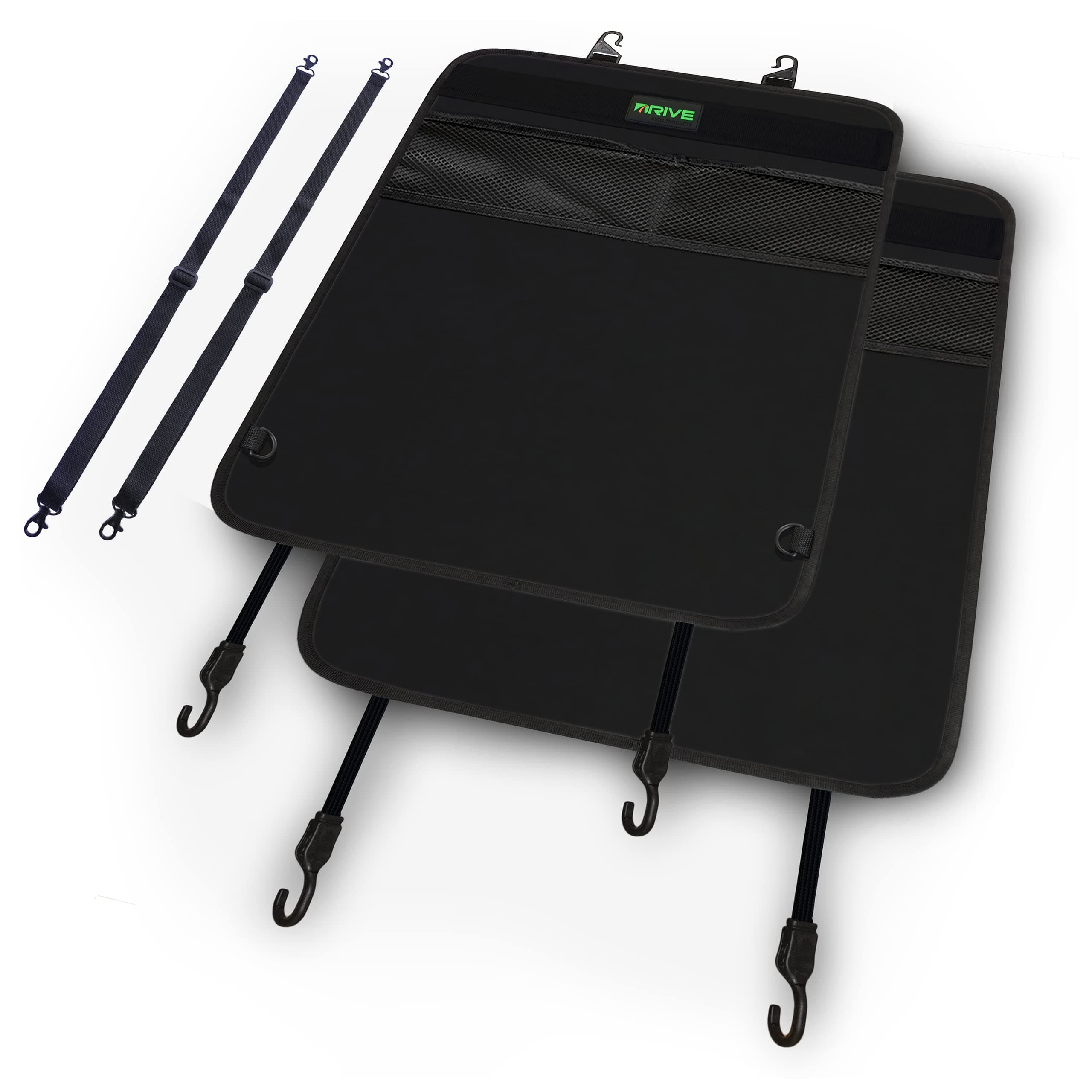 Car Seat Back Kick Mat Protector, Heavy Duty (Black, 2-Pack)