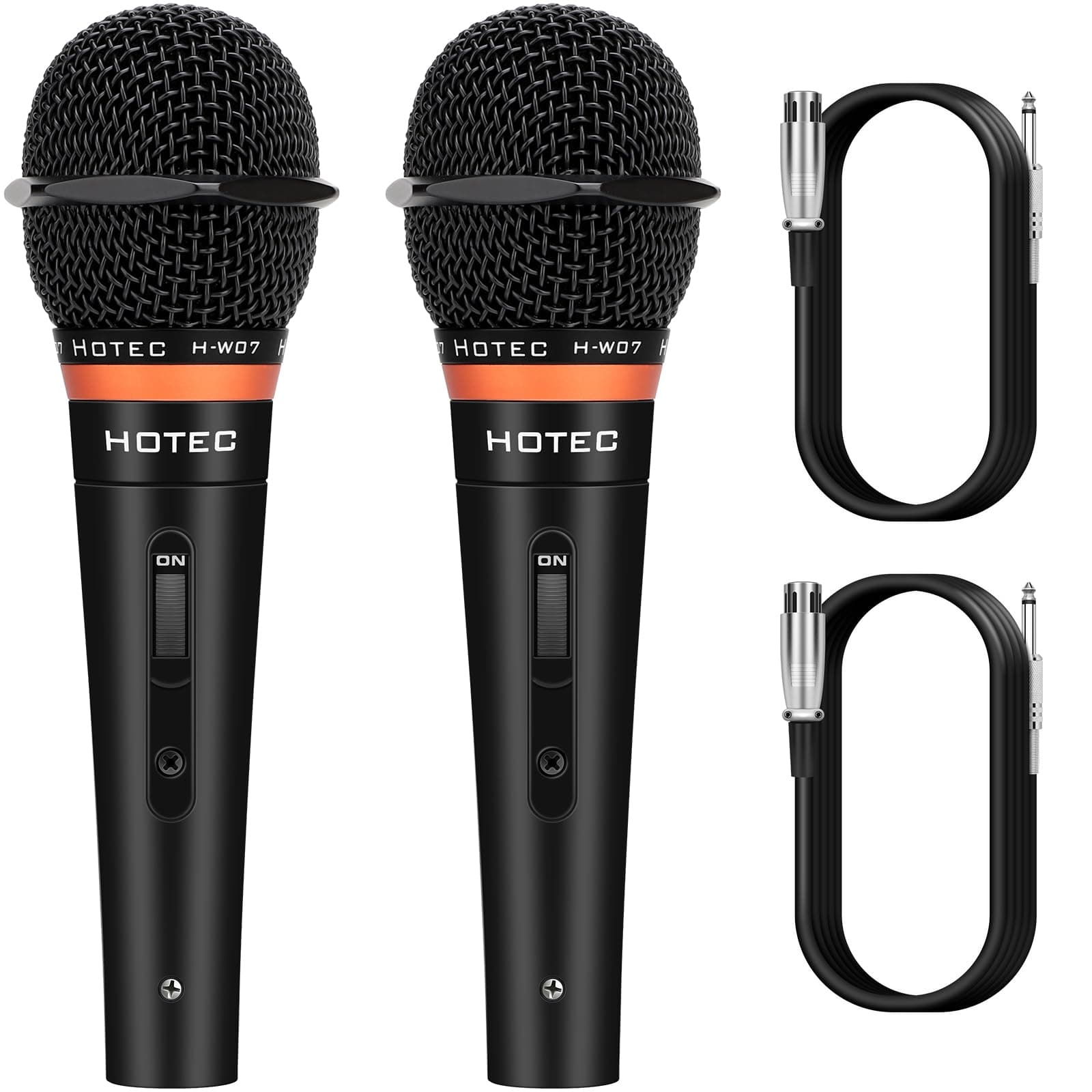 Premium Wired Vocal Dynamic Handheld Microphones - Includes 19ft Detachable XLR Cable and ON/Off Switch - 2 Pack, Metal Black