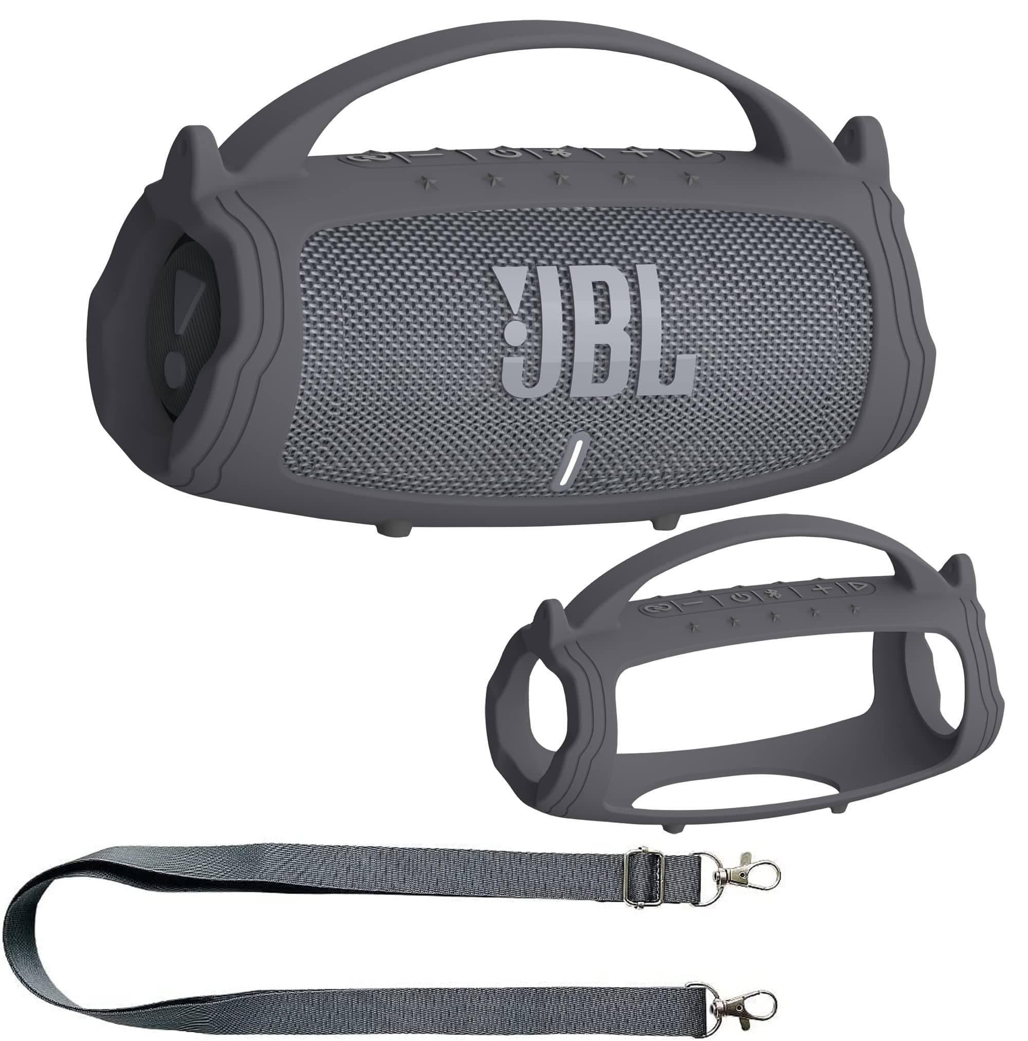 Silicone Cover Case for JBL Charge 5 Portable Bluetooth Speaker, Protective Skin Holder for JBL Charge 5 Speaker Accessories (Grey Case, NOT Fit Wi-Fi Version)
