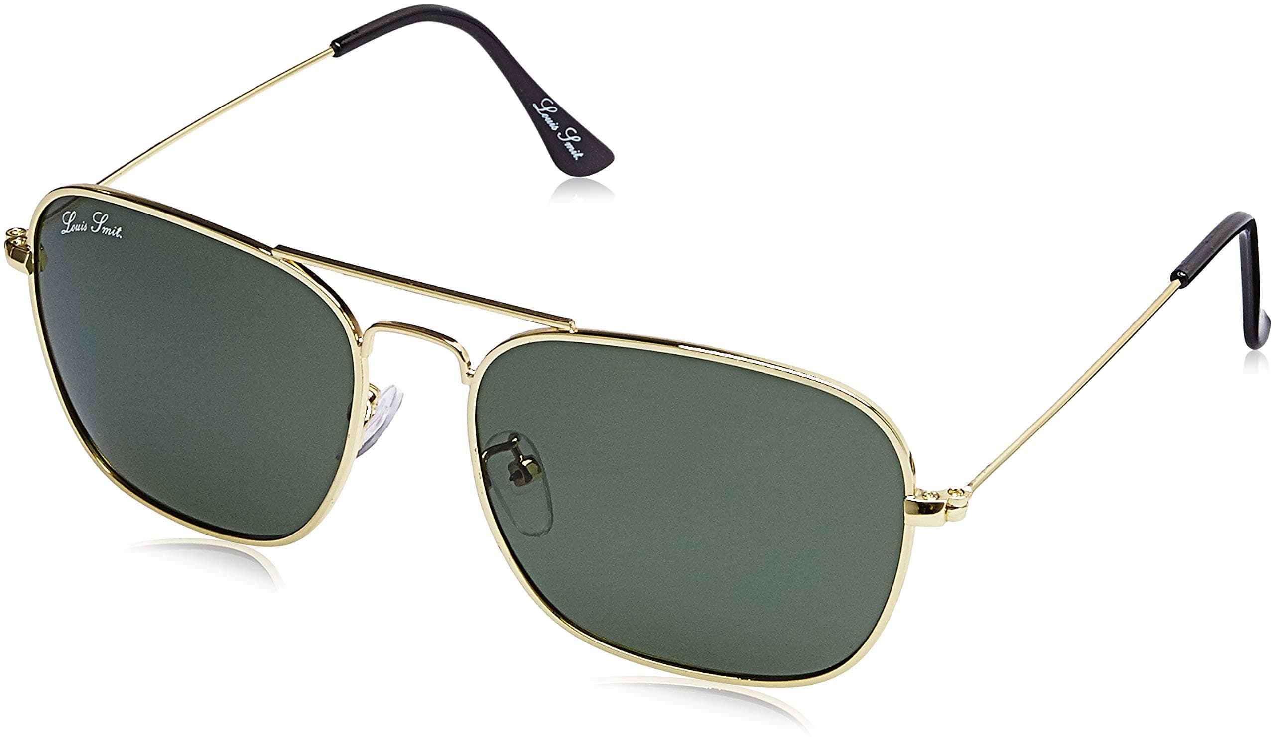 Polarized Rectangular Men's Sunglasses - (LS109 C1 58|58|Green Color Lens)