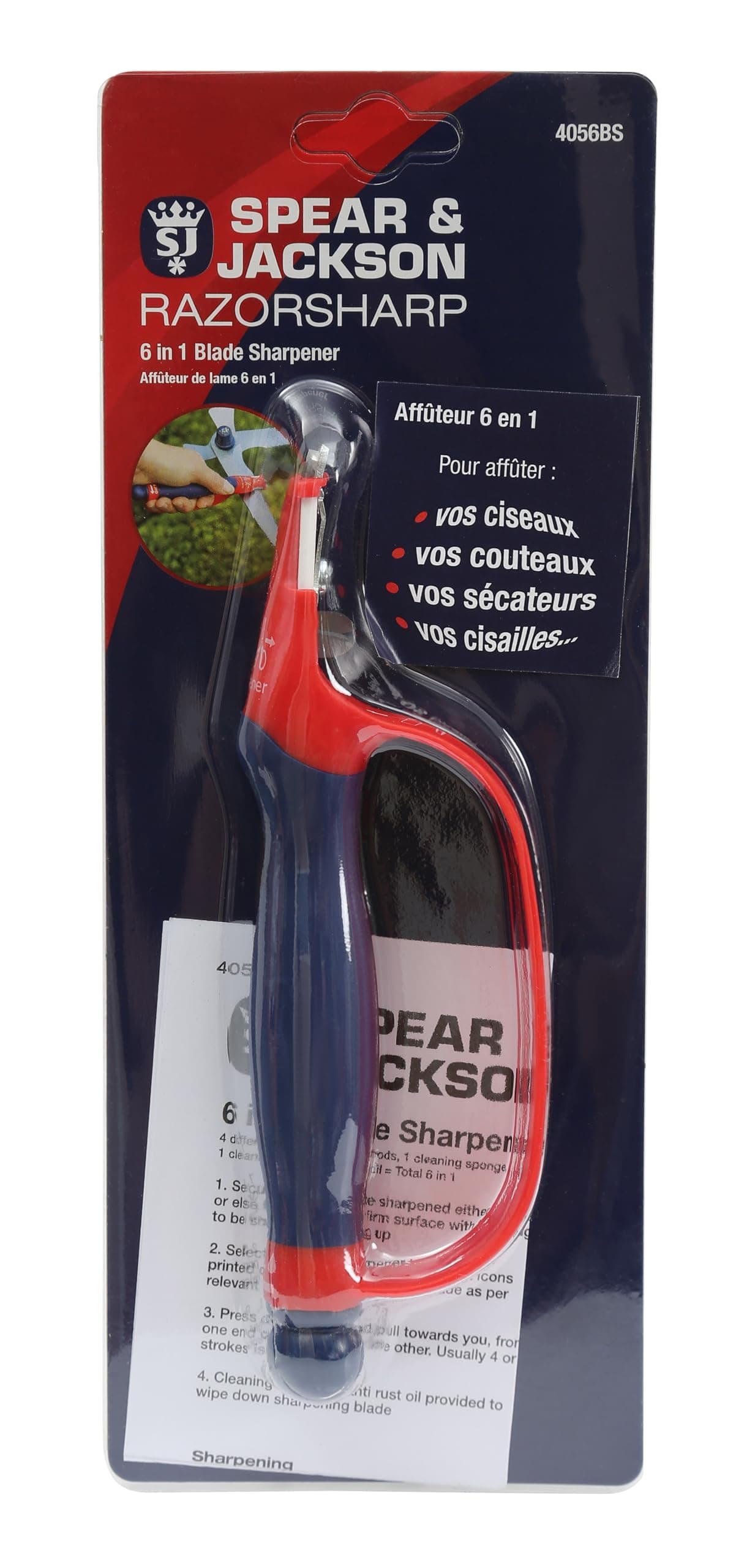 Spear & Jackson 4056BS Blade Sharpener, 6 in 1, Red & Blue