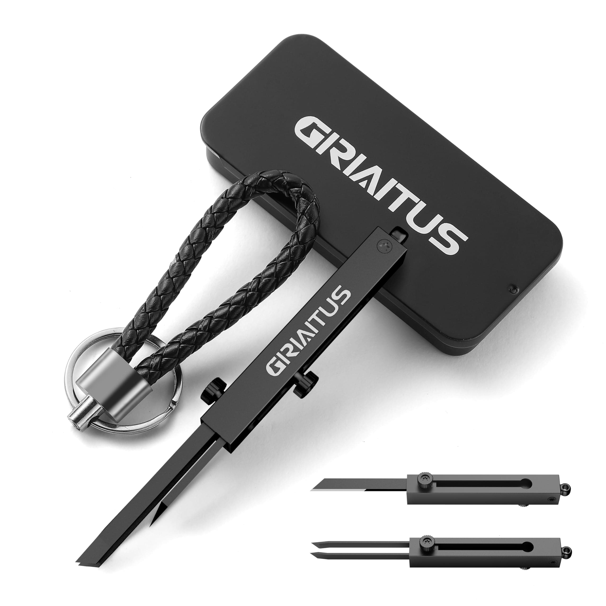 EDC Pocket Knife 2 in1 Keychain Tweezers Precision Multitool Box Cutter Retractable Multi Tool Utility Knife Portable for Splinters, Craft, Jewelry, Soldering, Outdoor Work Men Women Gift (Black)