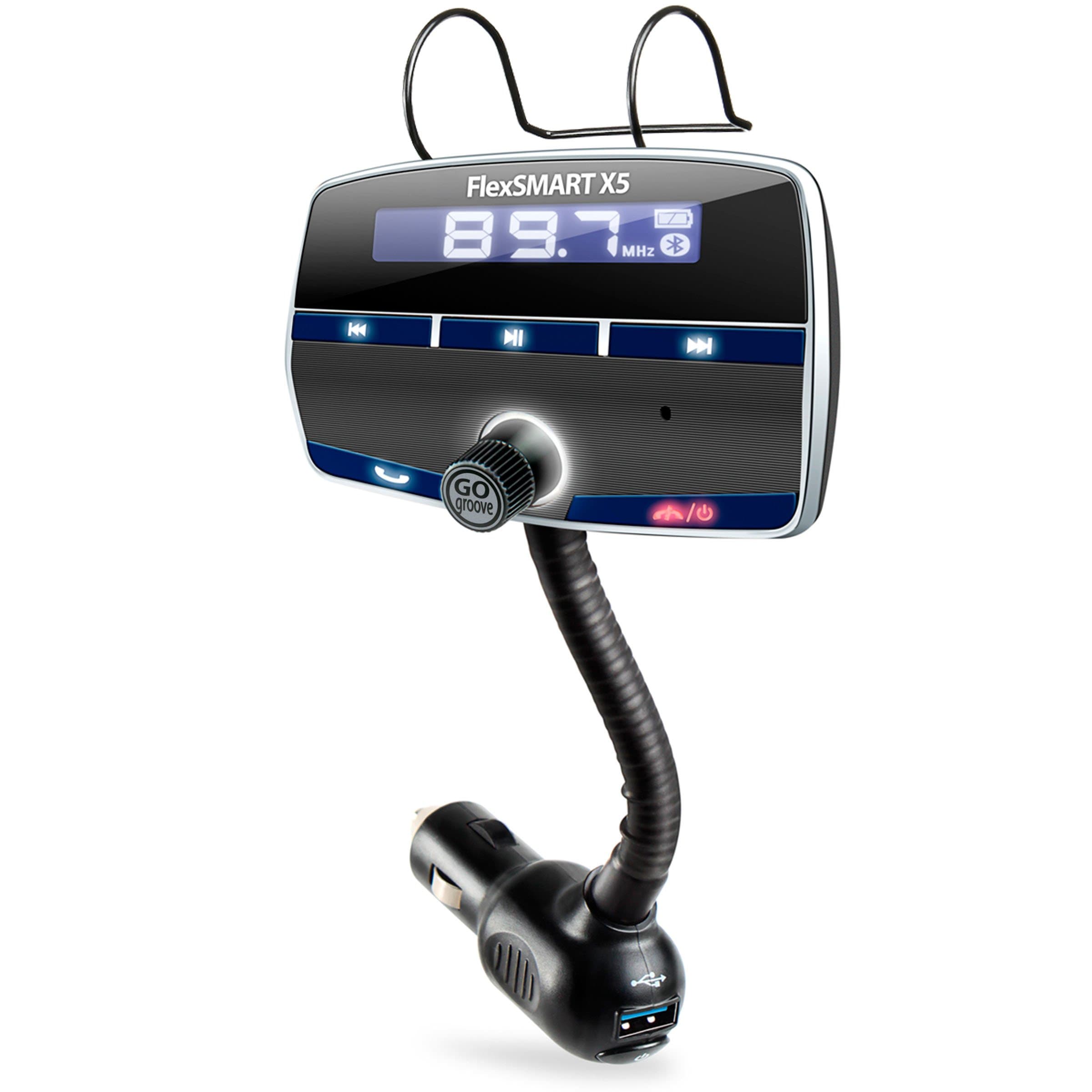 GOgroove FlexSMART X5 Bluetooth FM Transmitter Car Kit with Hands-Free Calling , Music Playback , USB Charging and Multiple Mounting Options - Works with Apple , Samsung , ASUS and More!