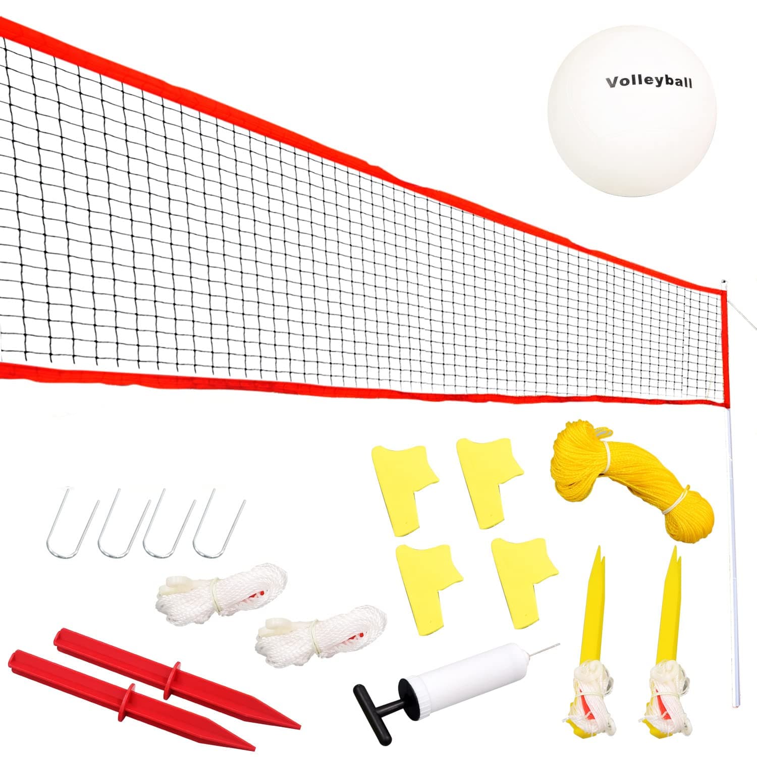 DRM Large 6M Adjustable Volleyball Net, Folding Tennis Net Set, Badminton Net Set -Easy Setup Nylon Sports Net with Free Carry Bag for Beach, Grass Park, Backyard