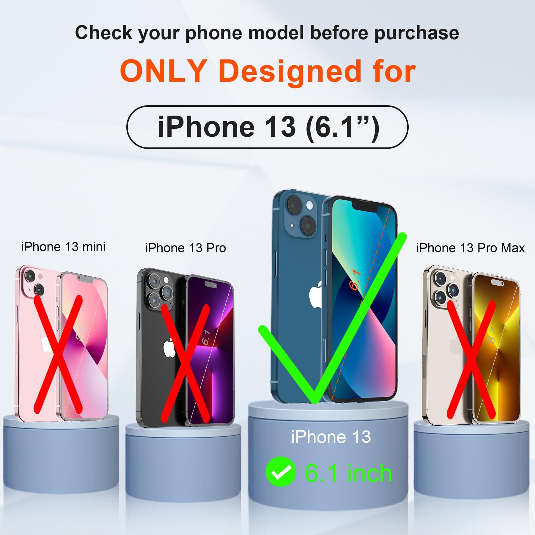 ORETECH for iPhone 13 Case, with [2 Screen Protectors] [15 Ft Military Grade Drop Test] [Camera Protection] 360° Full Body Shockproof Slim Thin Phone Case iPhone 13 Cover 6.1"- White