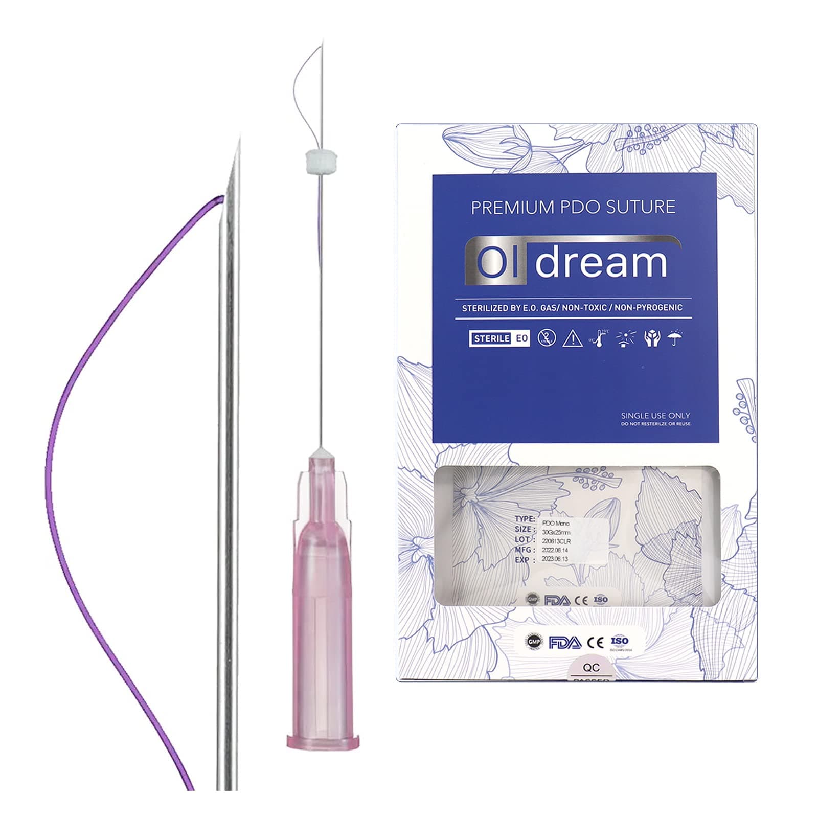 Oldream Pdo Threads Mono 30G38mm, Pdo Threads for Face Lift, Pdo Smooth Threads, Thread Pdo, Thread Face Lift 20Pcs