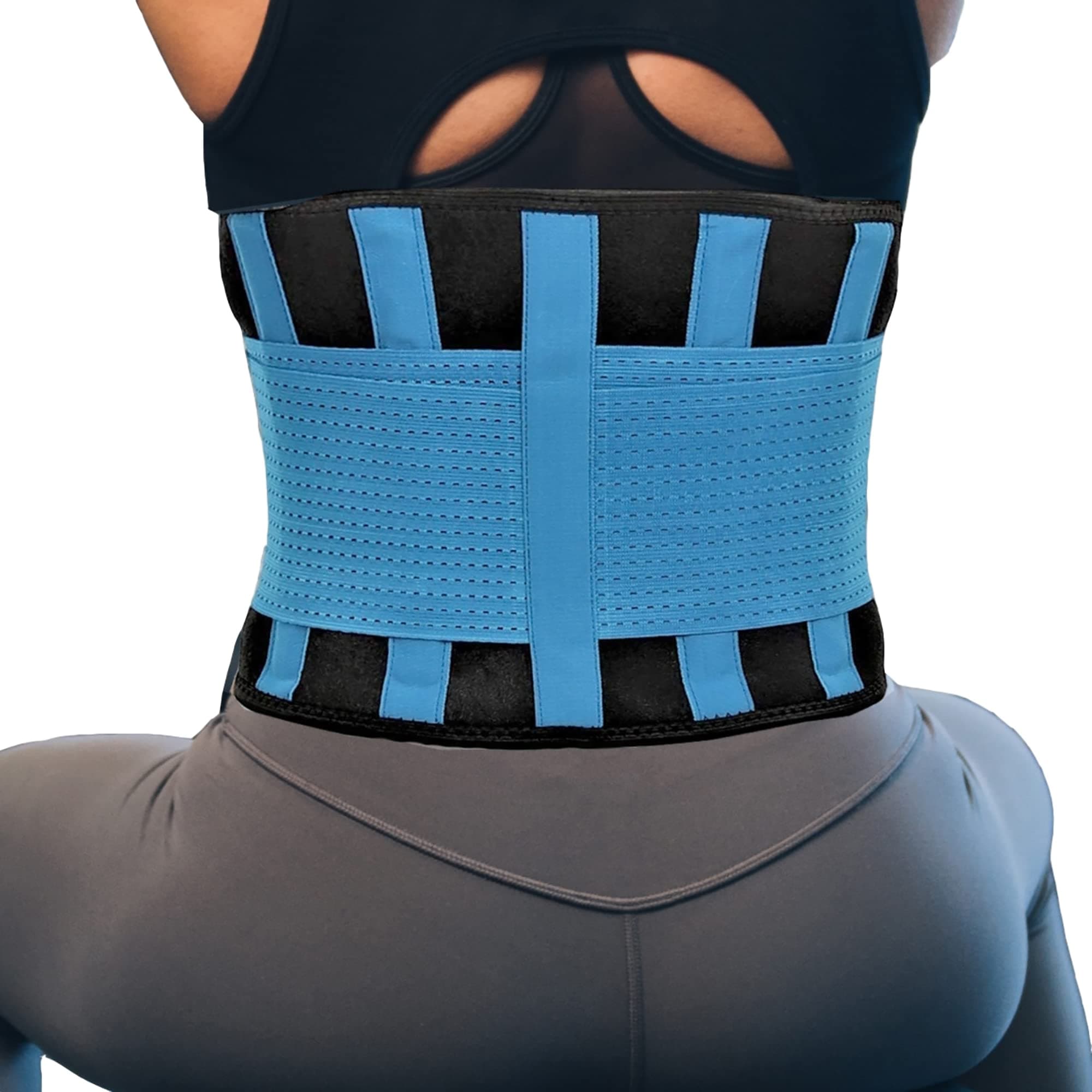 RiptGearBack Brace for Lower Back Pain Relief - Breathable Back Brace for Men and Women - Ideal for Lifting, Work, Sciatica, Herniated Disc, and Lumbar Support - Blue, Large (Waist: 32"-35")