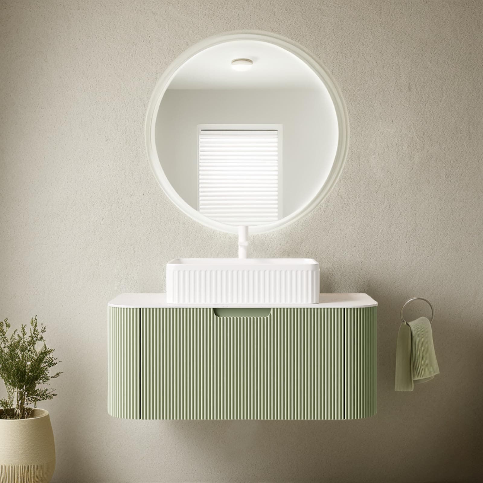 36" Floating Bathroom Vanity with Sink, Wall Mounted Bathroom Vanities with Ultra- Ceramic Sink and Marble Top, Large Drawer for Ample Storage Space and No Assembly Required, Green