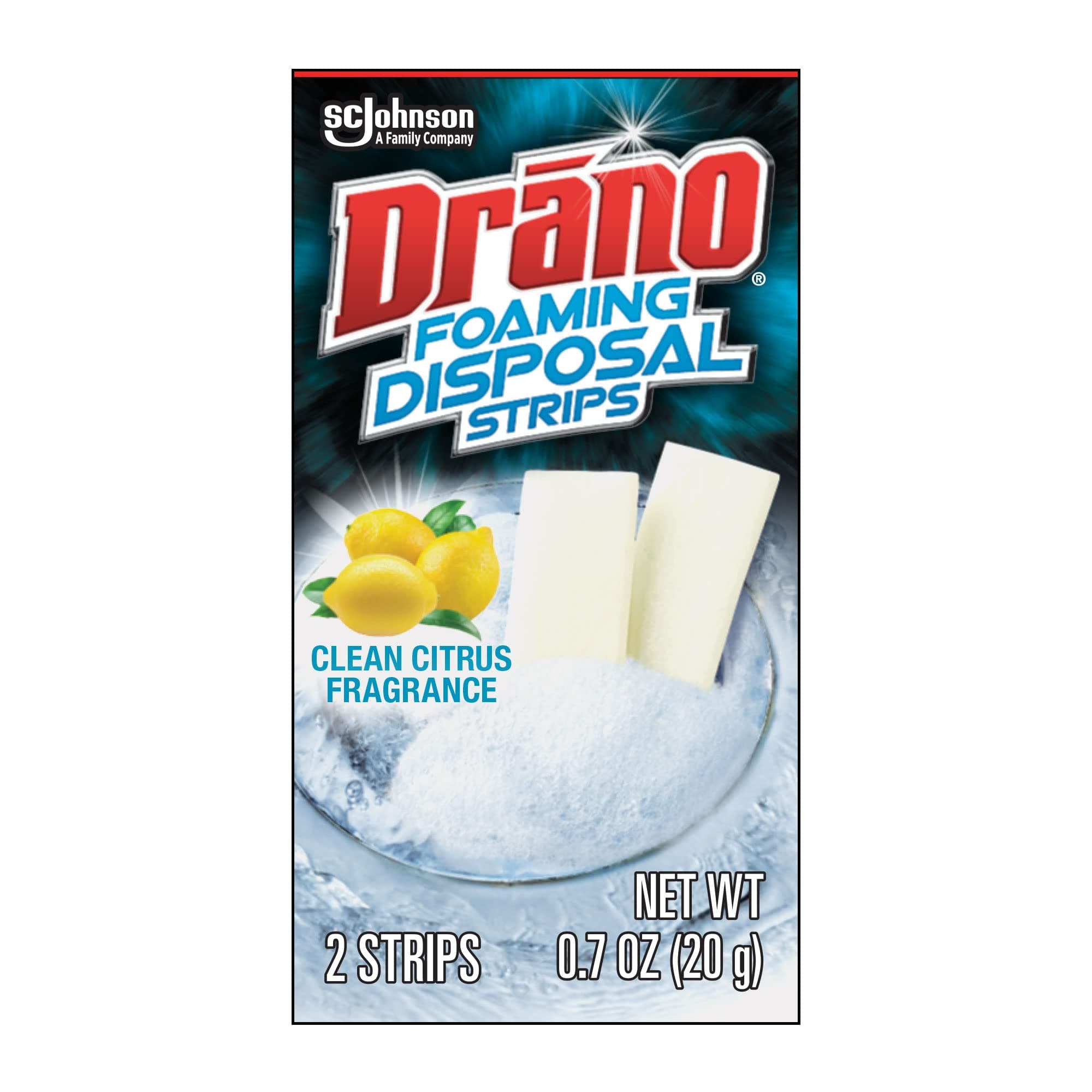 DranoDisposal Strips, Fresh Citrus, 2 Drain Strips, 0.7 oz