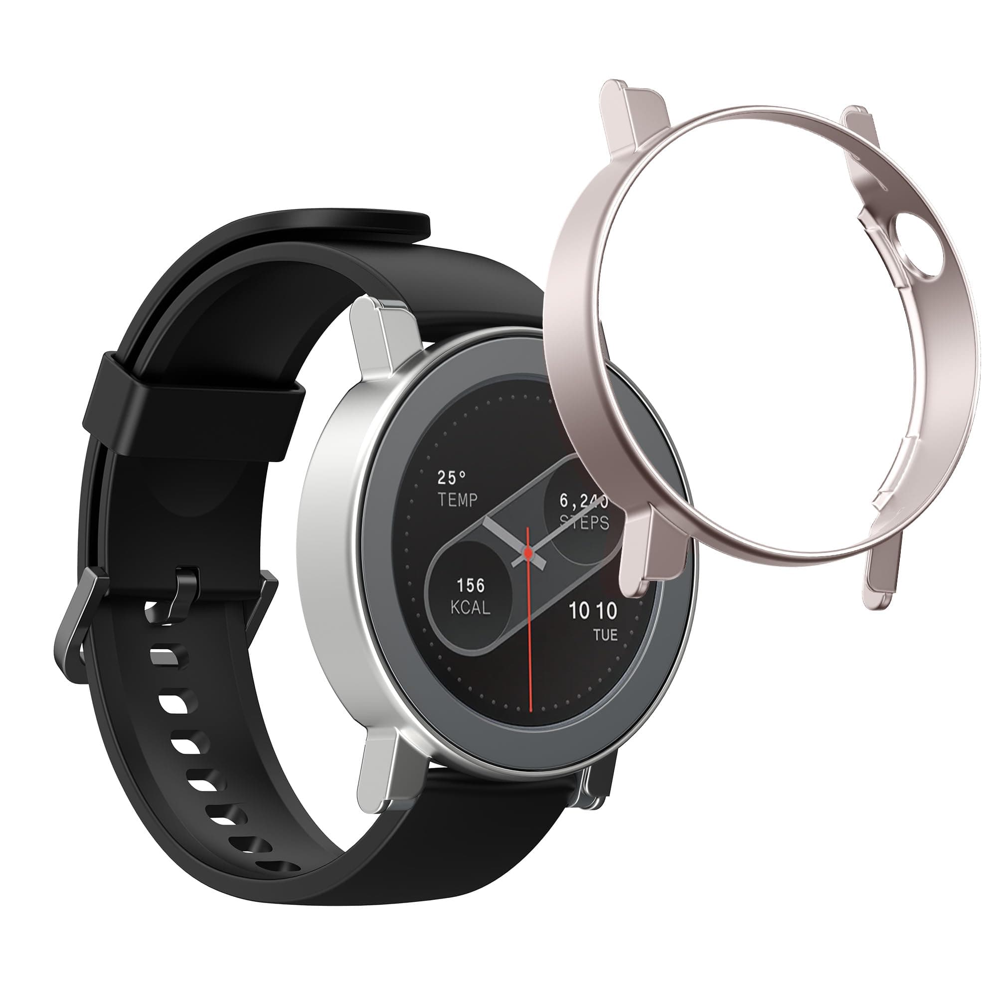 kwmobile Cases Compatible with CMF by Nothing Watch Pro 2 (D398) - Set of 2 Fitness Tracker Screen Protectors - Silver/Metallic Rose Gold