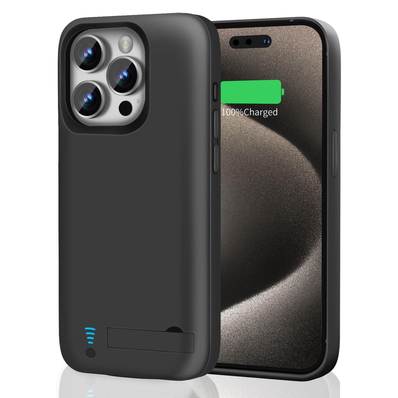 RUNSY [Upgraded Battery Case for iPhone 15 Pro Max, 6000mAh Rechargeable Extended Battery Charging/Charger Case, Add 100% Extra Juice (6.7 inch) Black