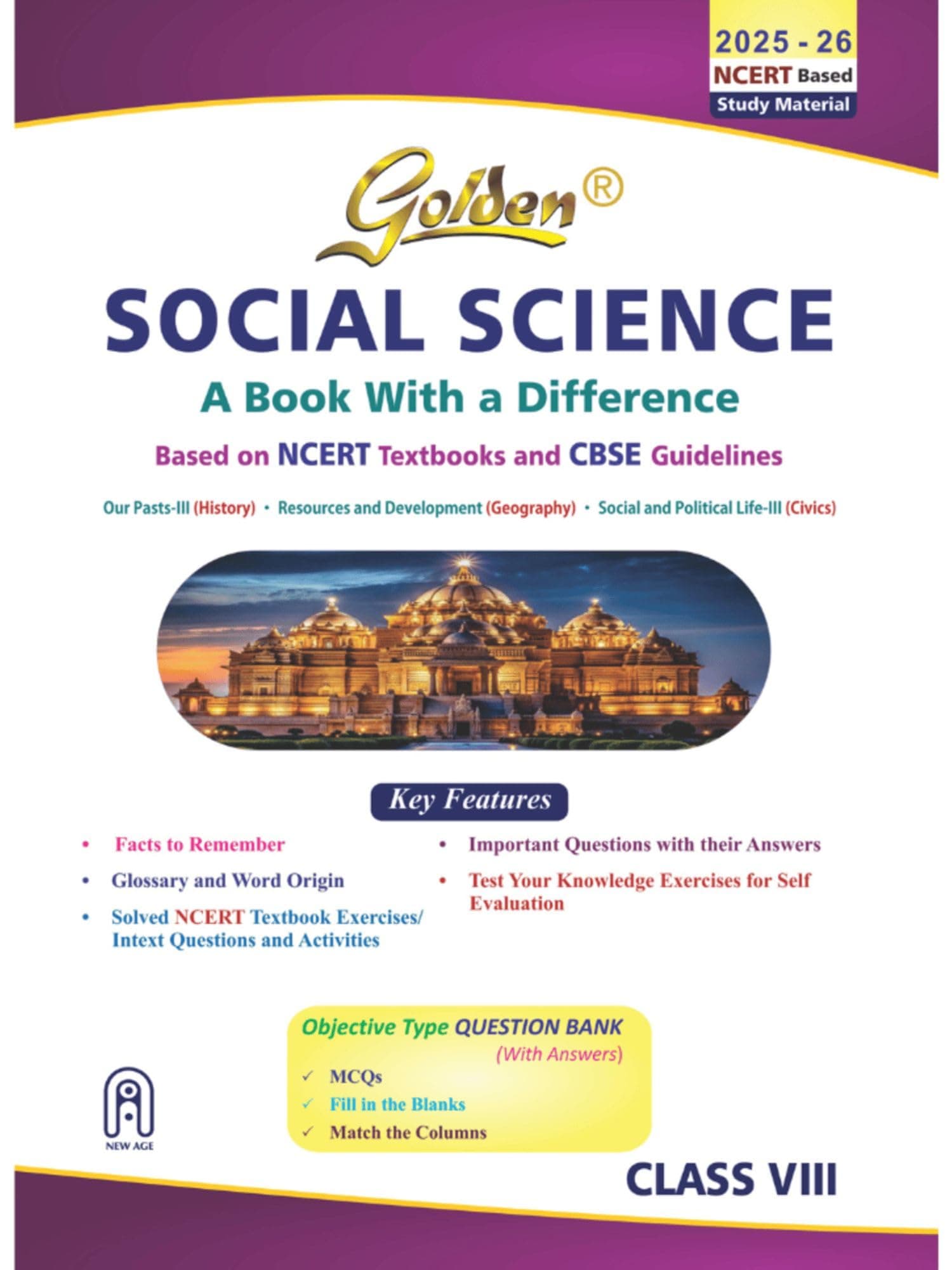 Golden Social Science: With Sample Papers) A book with a Difference for Class- 8 (For CBSE 2021 Final Exams) Paperback