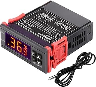 STC-1000 Temperature Controller, AC 110V-220V 10A Digital Thermostat with Temperature Sensor Probe NTC 10K, Heat/Cool for Fermentation Hatch Freezer Aquarium