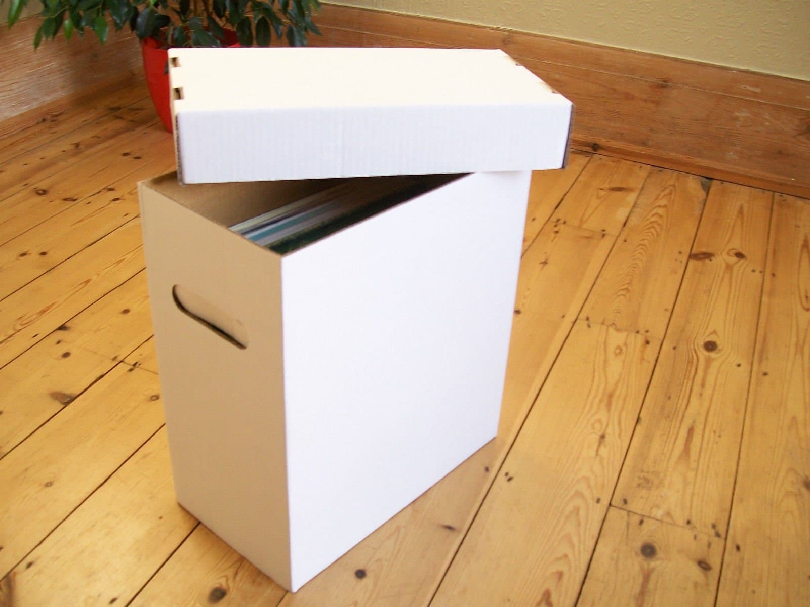 VINYL LP +12" SINGLE WHITE STORAGE BOXES X 2 - EACH HOLDS 40-50 RECORDS!