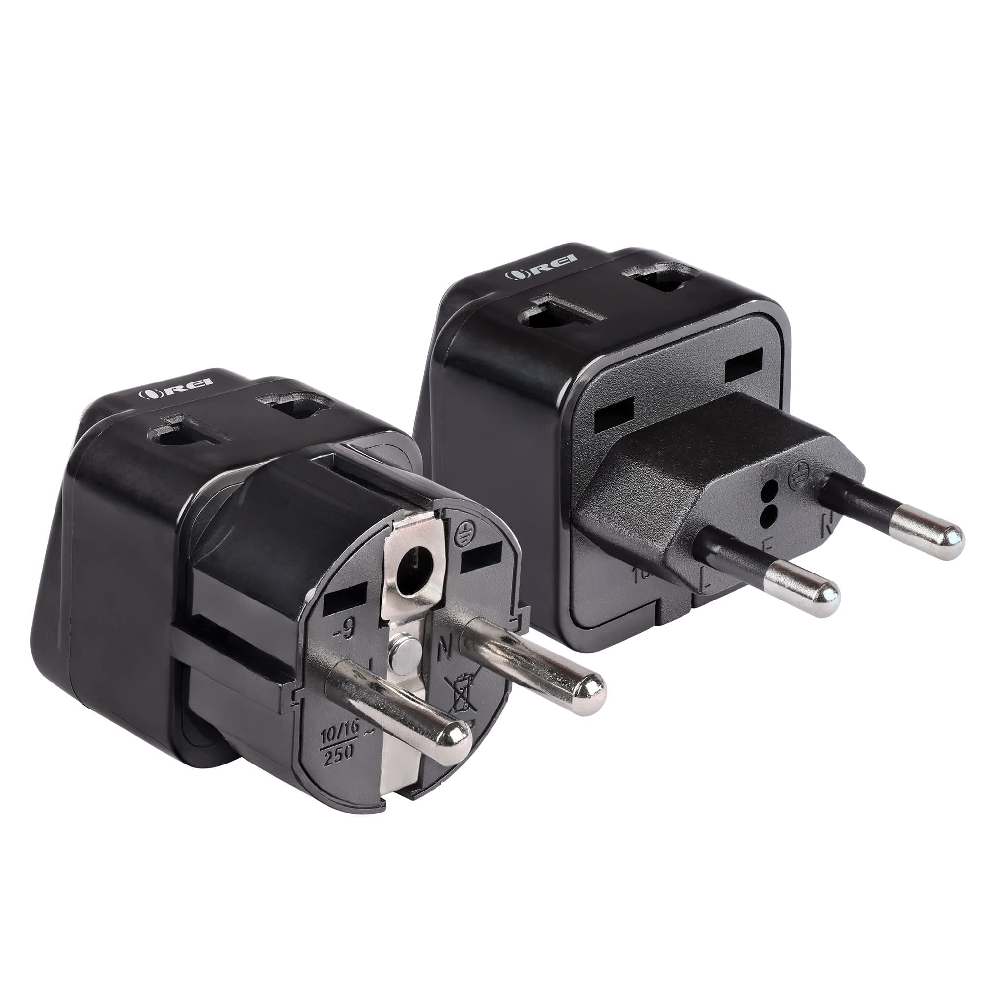 OREI Europe Adapter Set - Schuko Type E/F, Type C - Universal to Europe Travel Adapter - 2 in 1 - CE Certified - RoHS Compliant - Works in Most of Europe, Albania, Austria, Belgium, Greece