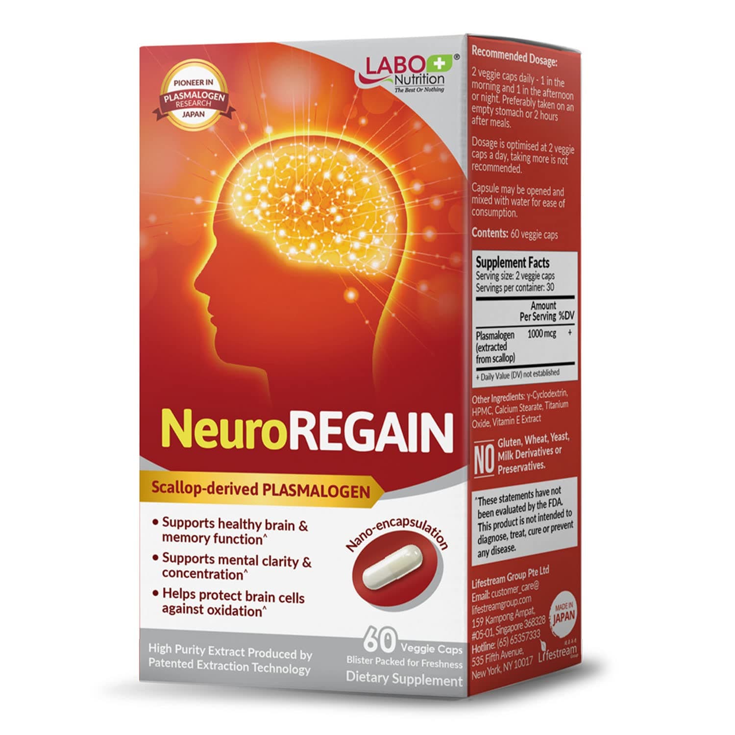 – NeuroREGAIN - Scallop-derived PLASMALOGEN for Memory, Alertness, Learning, Concentration and Other Cognitive Functions – Suitable for Seniors, Adult Men & Women