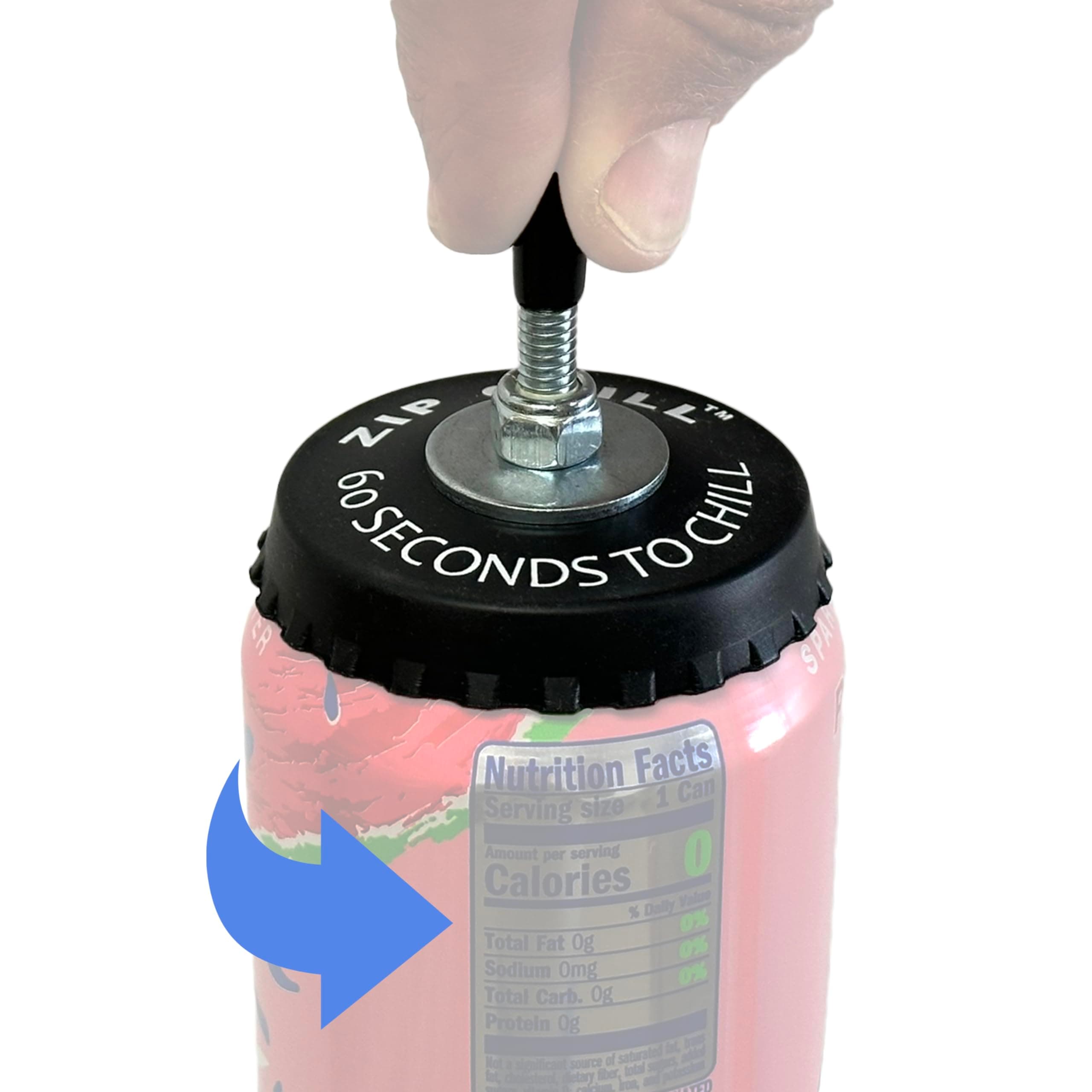 ZipChill Instant Beverage Spinner Chiller, Universal Can Cooler for Drinks, Rapidly Chills Beer and Soda Cans in 60 Seconds, No Batteries Required, Lightweight Small Portable