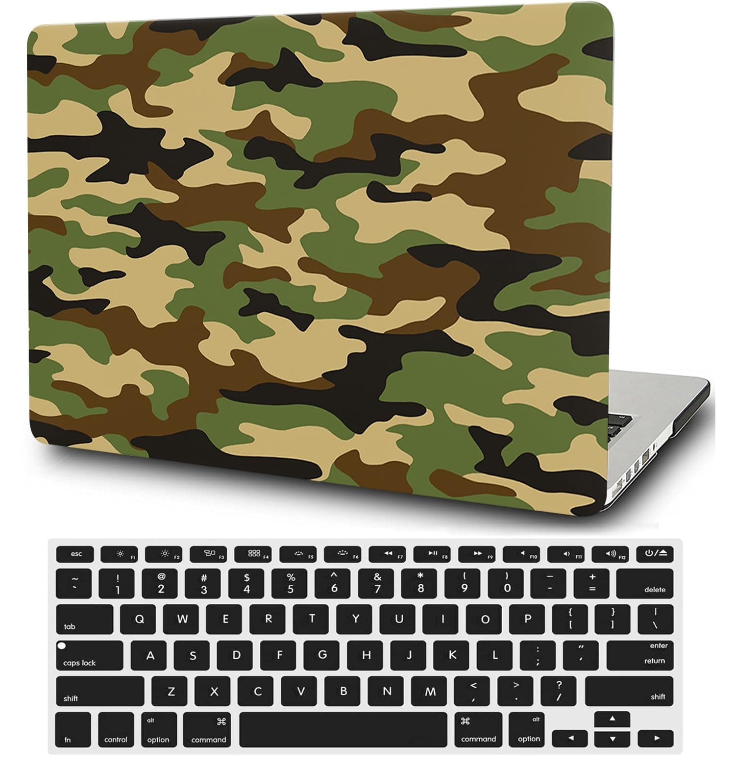 Hard Case Compatible with Old Version MacBook Pro 13 inch Case 2012 2011 2010 2009 2008 Release A1278 with CD-ROM, Laptop Plastic Hard Case Shell & Keyboard Cover, Green Camouflage