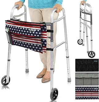 Vive Mobility Folding Walker for Seniors (with Wheels & Bag) - Rolling Rollator - Narrow, Foldable, Lightweight - Medical Front Wheeled Support - for Adults, Handicap, Elderly (with USA Bag)