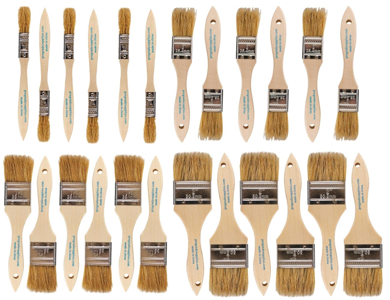 Pro Grade - Chip Brush – Paint Brush Set – 24 Pack - Natural China Bristle Paintbrush Set for Art, Craft, Epoxy, Varnish, Resin, Stain, Glue, Gesso, Primer, Acrylic and Oil Paint
