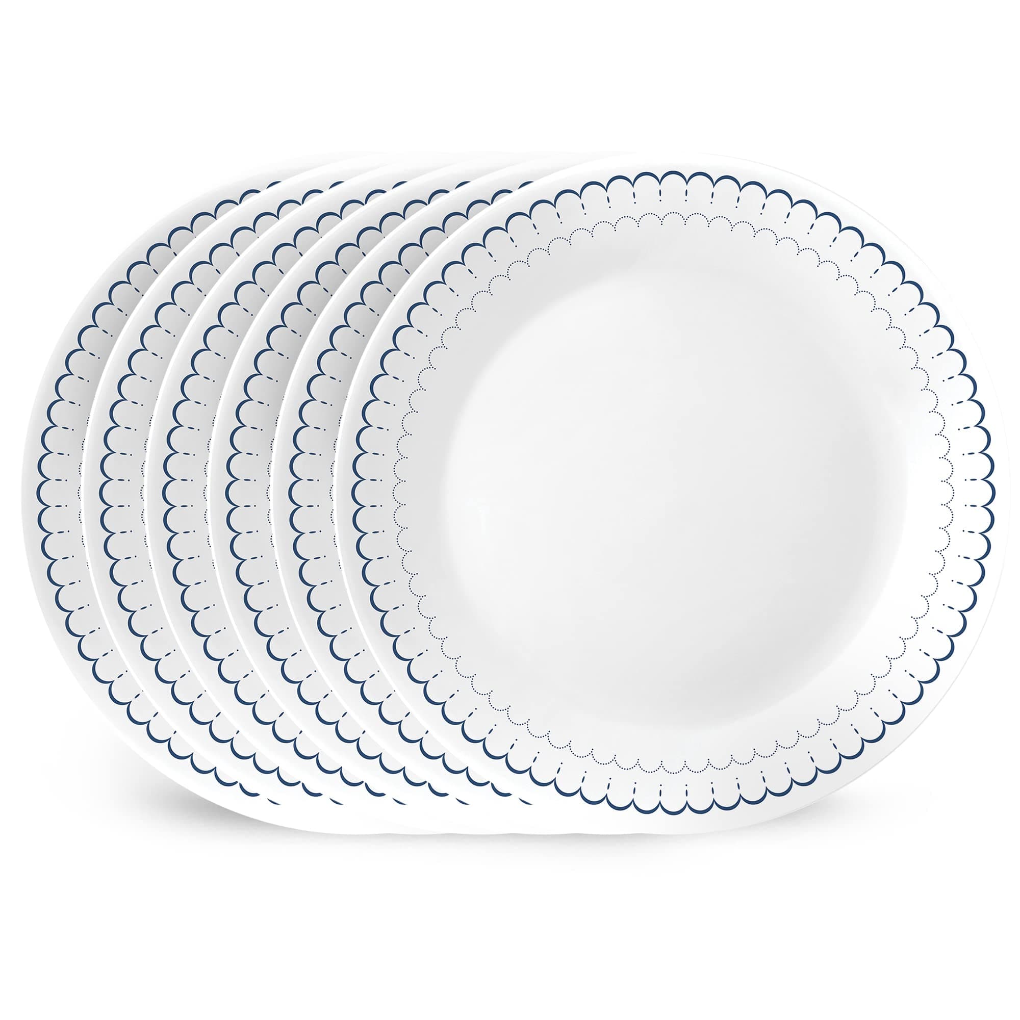 6-Piece 10.25" Dinner Set, Vitrelle Triple Layer Glass, Lightweight Round Plates, Chip & Scratch Resistant, Microwave & Dishwasher Safe, Caspian