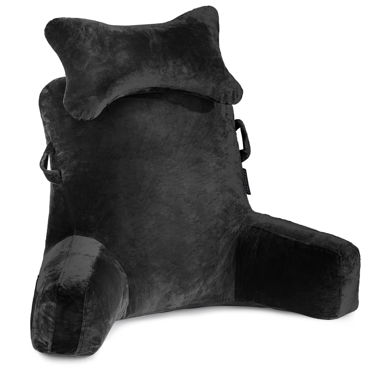 Reading Pillow-Extra Large 31" Bed Rest Pillow with Detachable Neck Roll & Arms for Sitting in Bed or Couch-Backrest Reading Pillow Adult Back Pillows for Reading/Watching TV/Gaming/Relaxing-Black